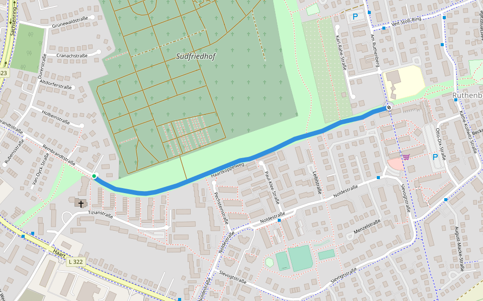 Haartkoppelweg walking route map in Neumünster