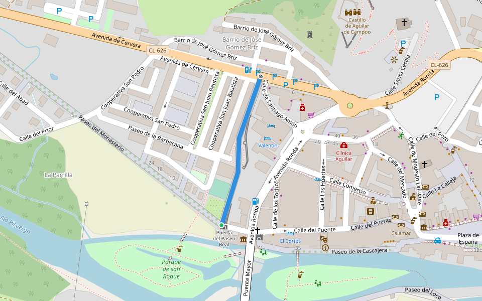 Paseo de la Barbacana walking route map in Aguilar de Campoo