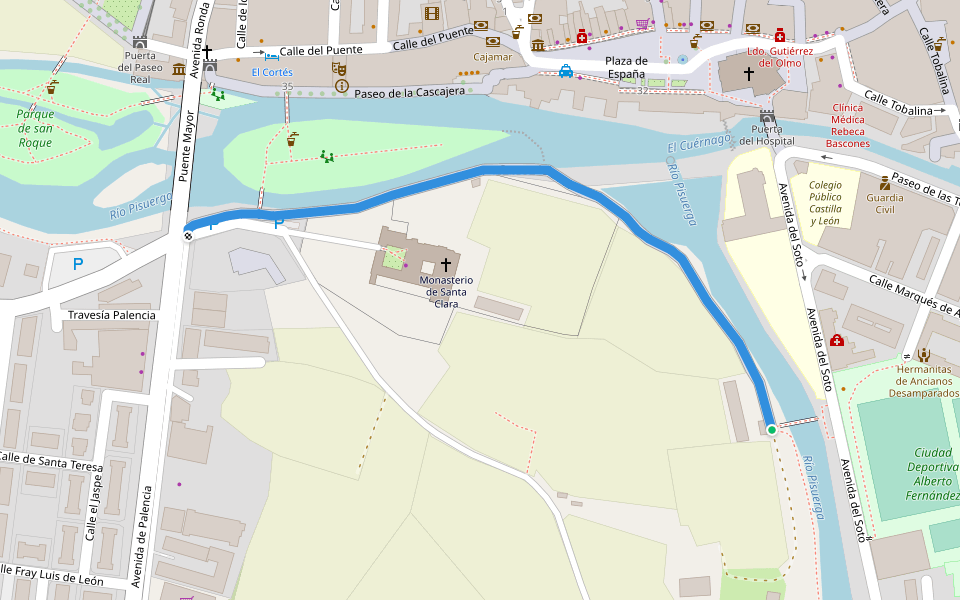 Paseo del Loco walking route map in Aguilar de Campoo