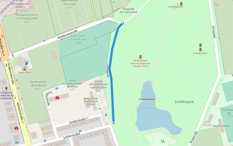 Gänsewall walking route map in Dessau-Roßlau