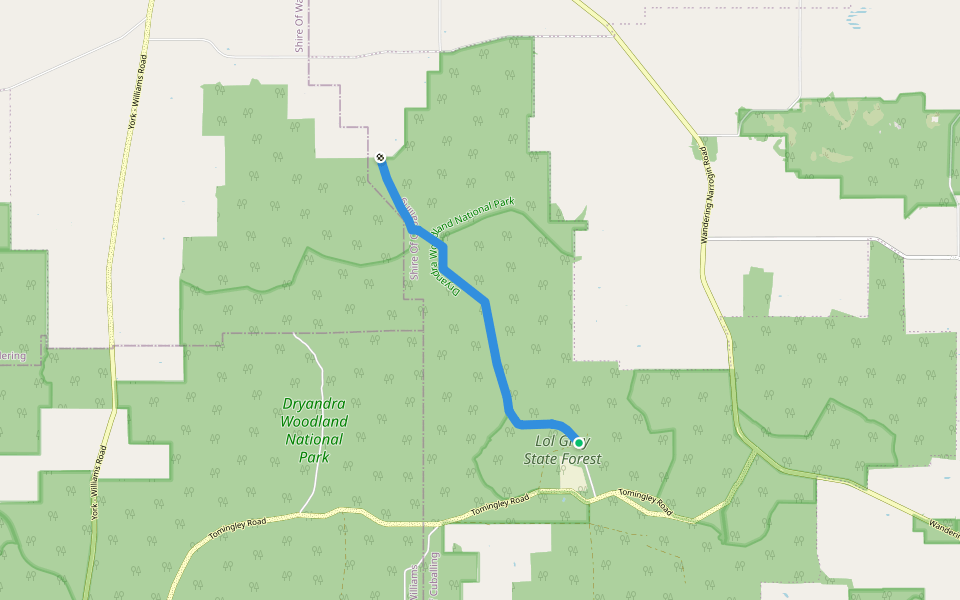 Gura Road walking route map in Dryandra