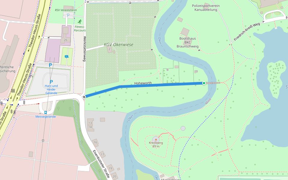 Hoheworth walking route map in Braunschweig