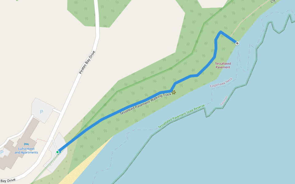 Tessellated Pavement Walking Track walking route map in Eaglehawk Neck