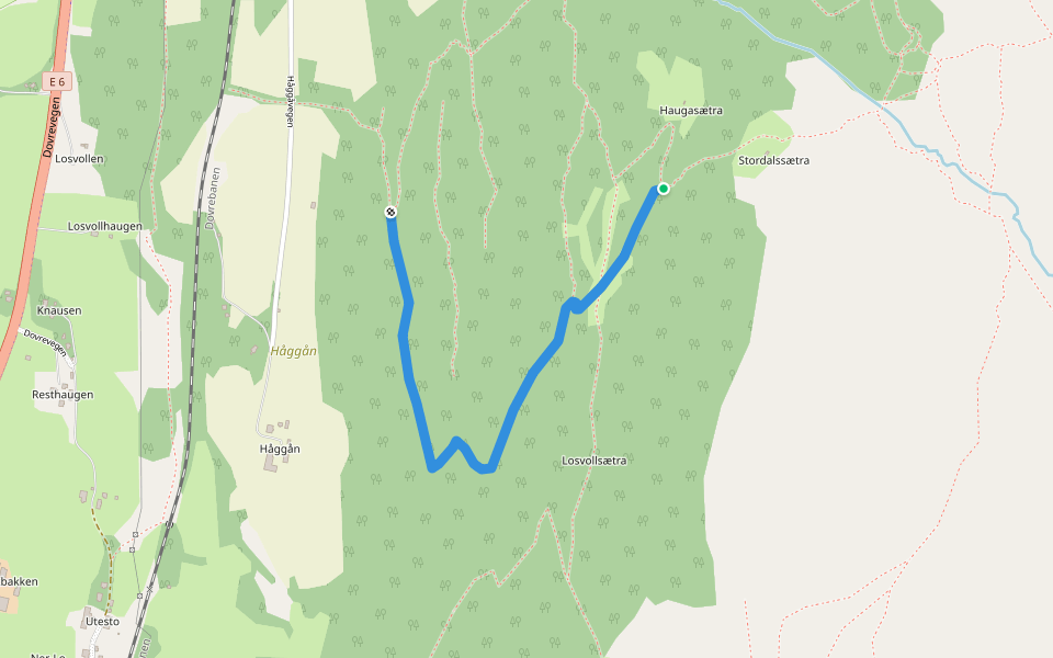 Håggåseterstigen walking route map in Driva