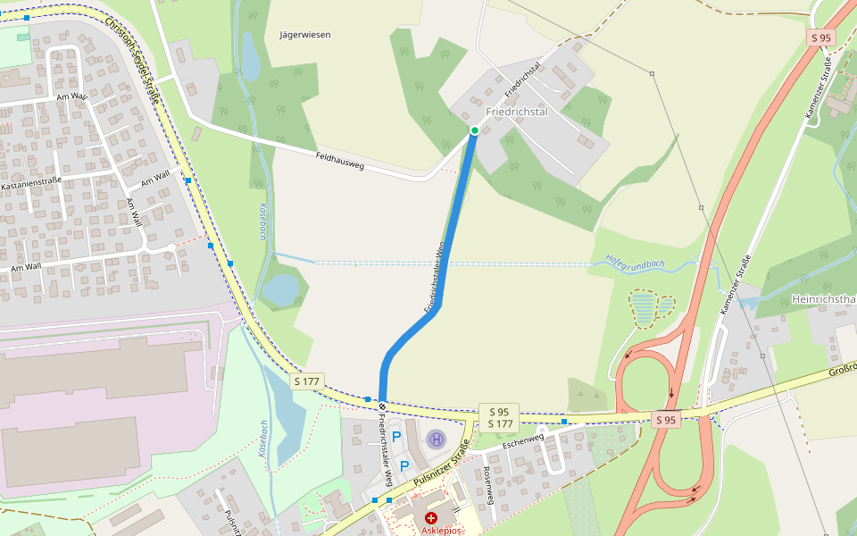 Friedrichstaler Weg walking route map in Radeberg