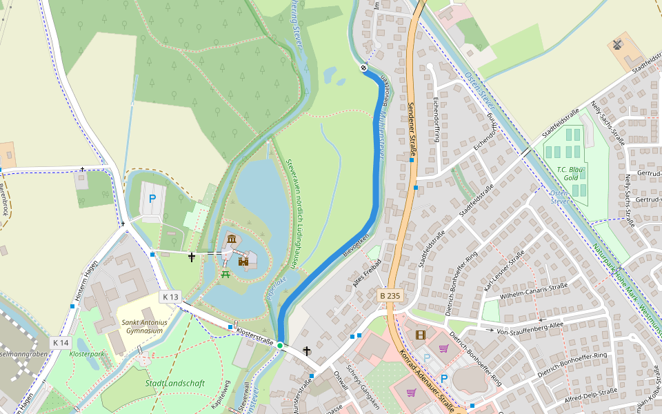 Bievoetken walking route map in Lüdinghausen