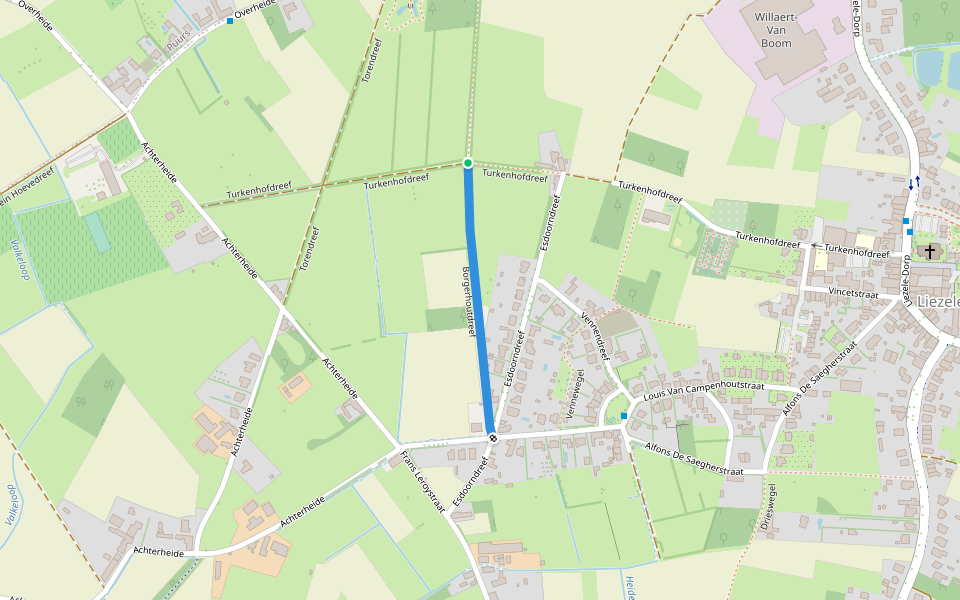 Borgerhoutdreef walking route map in Puurs-Sint-Amands