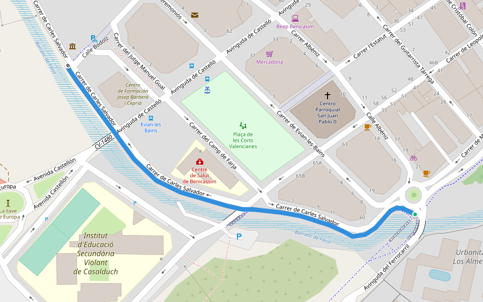 Carrer de Carles Salvador walking route map in Benicàssim