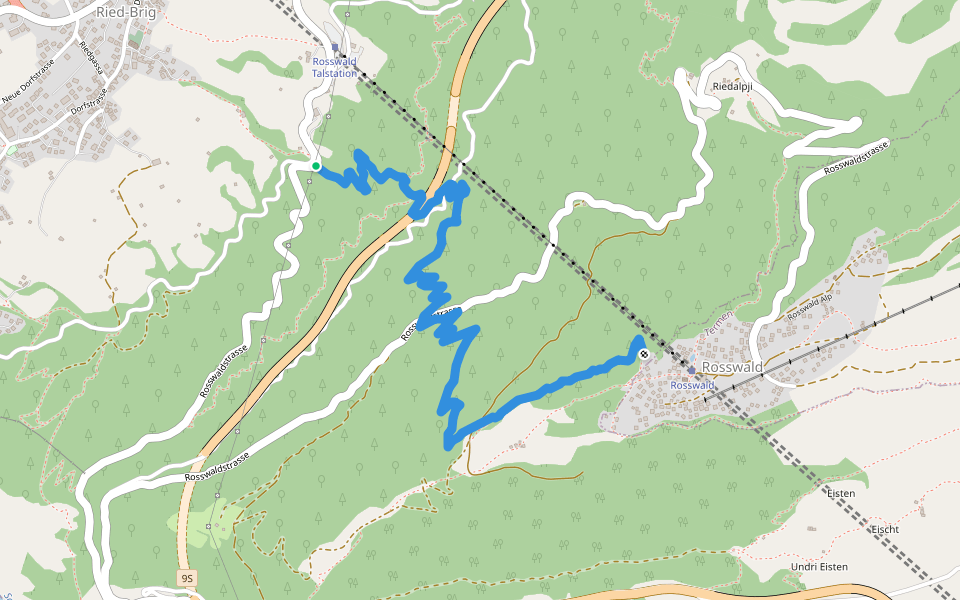 36er Weg walking route map in Ried-Brig