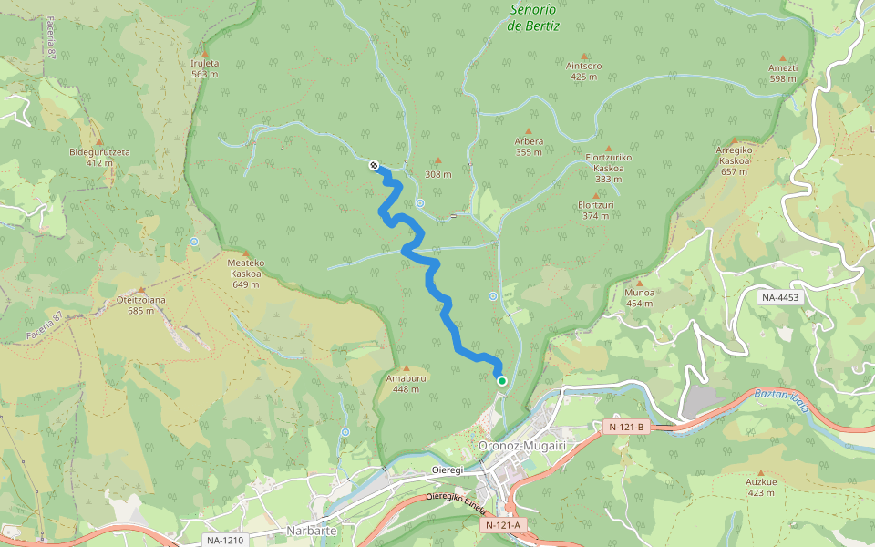 Iturburua walking route map in Oyeregui