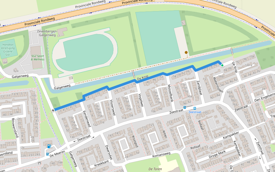 De Knip walking route map in Zevenbergen