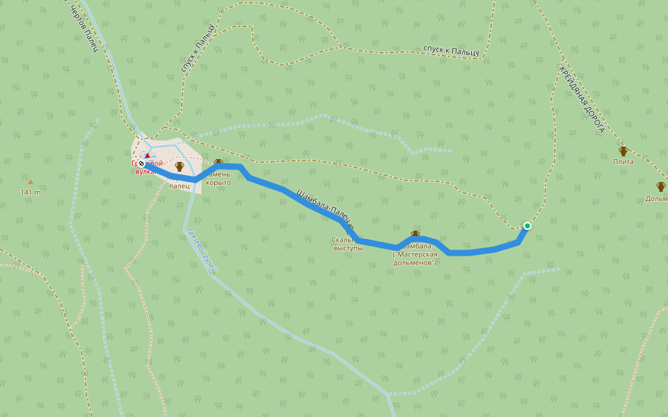 Шамбала-Палец walking route map in Shapsugskaya