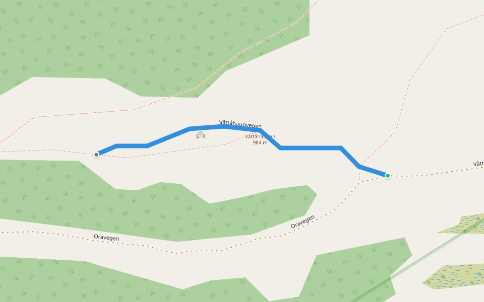Våttåhaugvegen walking route map in Oppdal