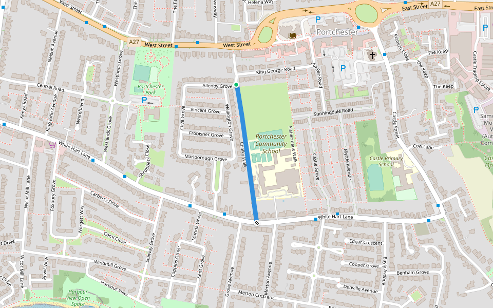 Chalky Walk walking route map in Portchester