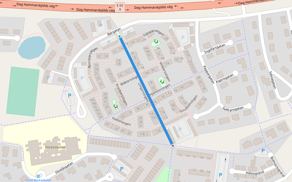 Lingonstigen walking route map in Ystad