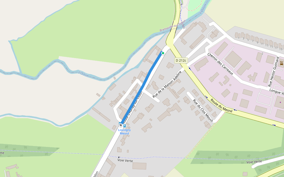 Route d'Aunay-sur-Odon walking route map in Louvigny