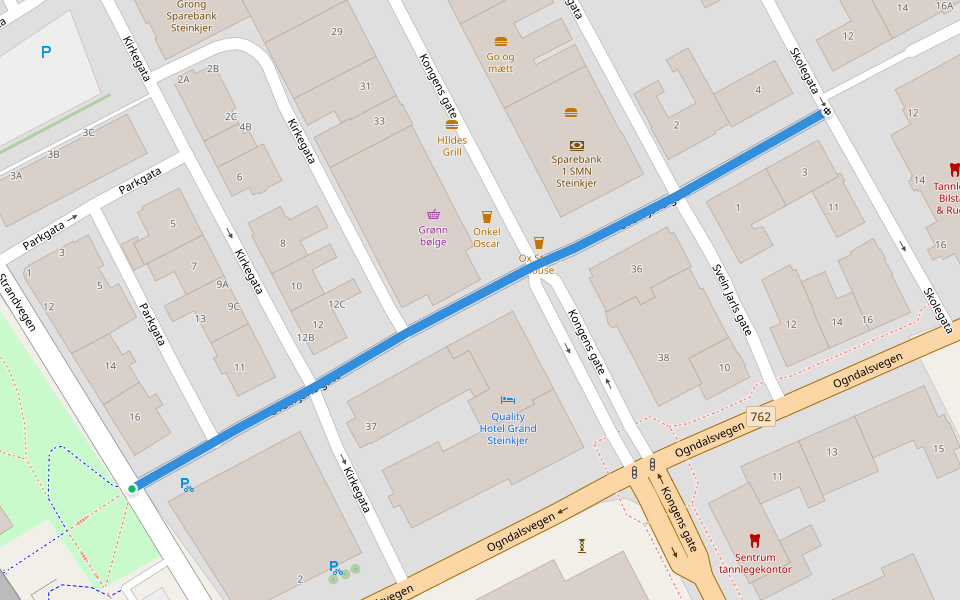 Svein Jarls gate walking route map in Steinkjer