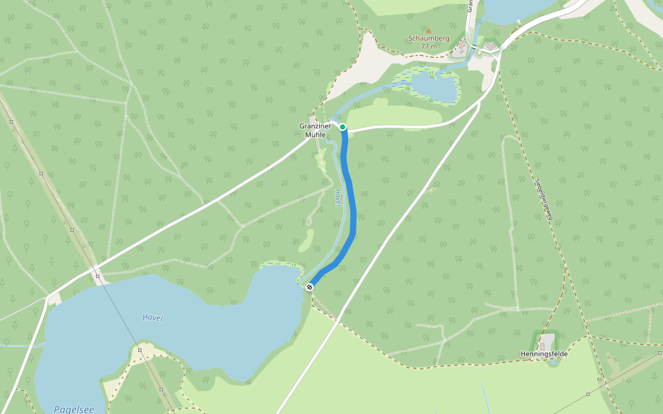 Umtrage Granziner Mühle walking route map in Kratzeburg
