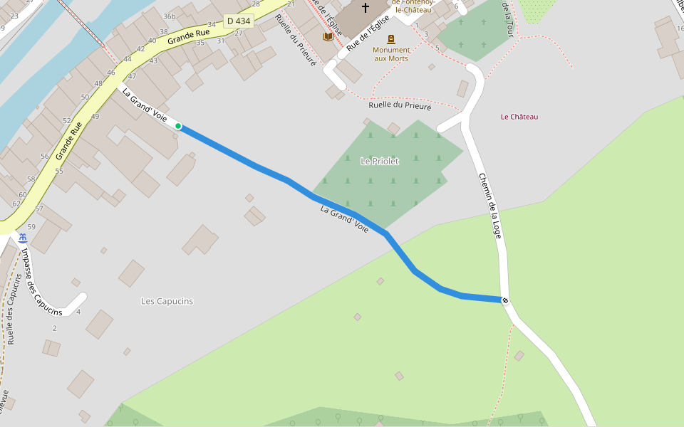 La Grand' Voie walking route map in Fontenoy-le-Château