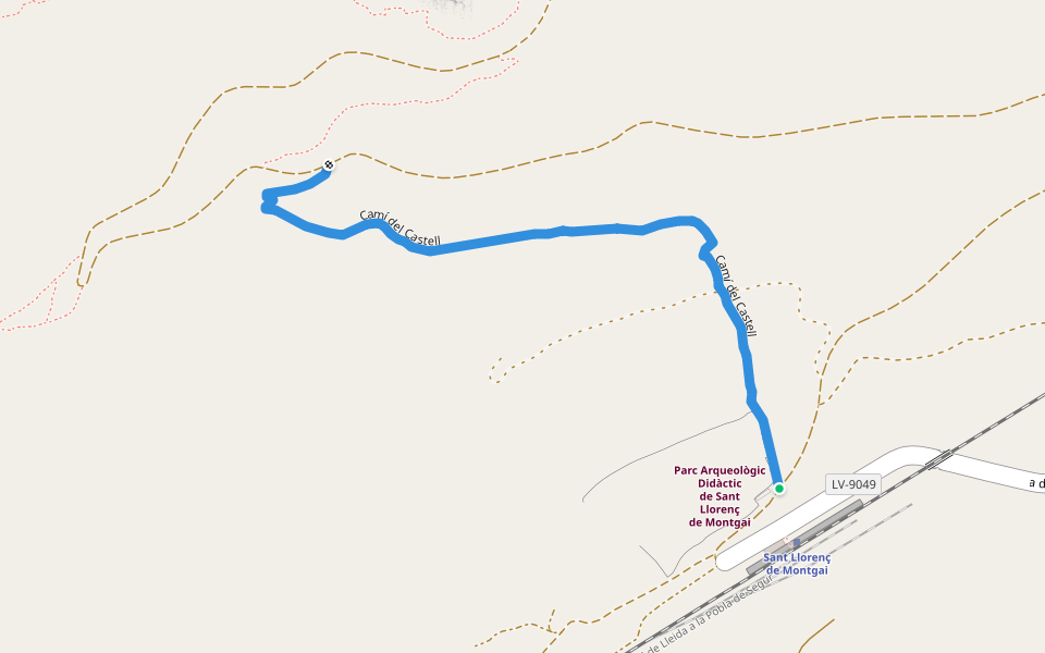 Camí del Castell walking route map in Camarasa