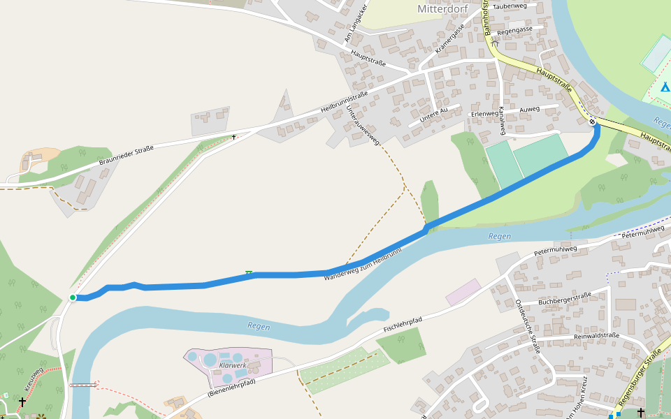 Wanderweg zum Heilbrünnl walking route map in Roding