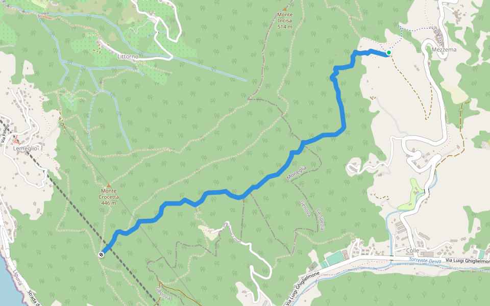 Carmo-Mezzema walking route map in Mezzema