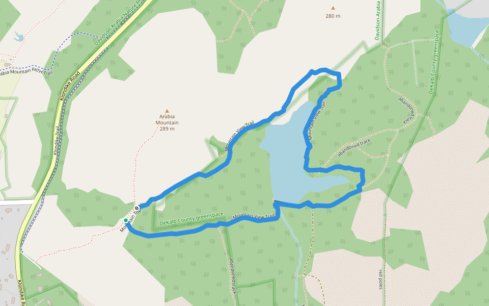 Mountain View Trail walking route map in Stonecrest