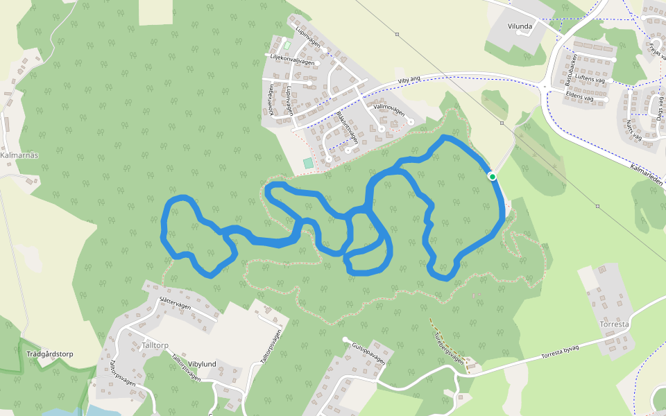 Vibyspåret 5 km walking route map in Bålsta