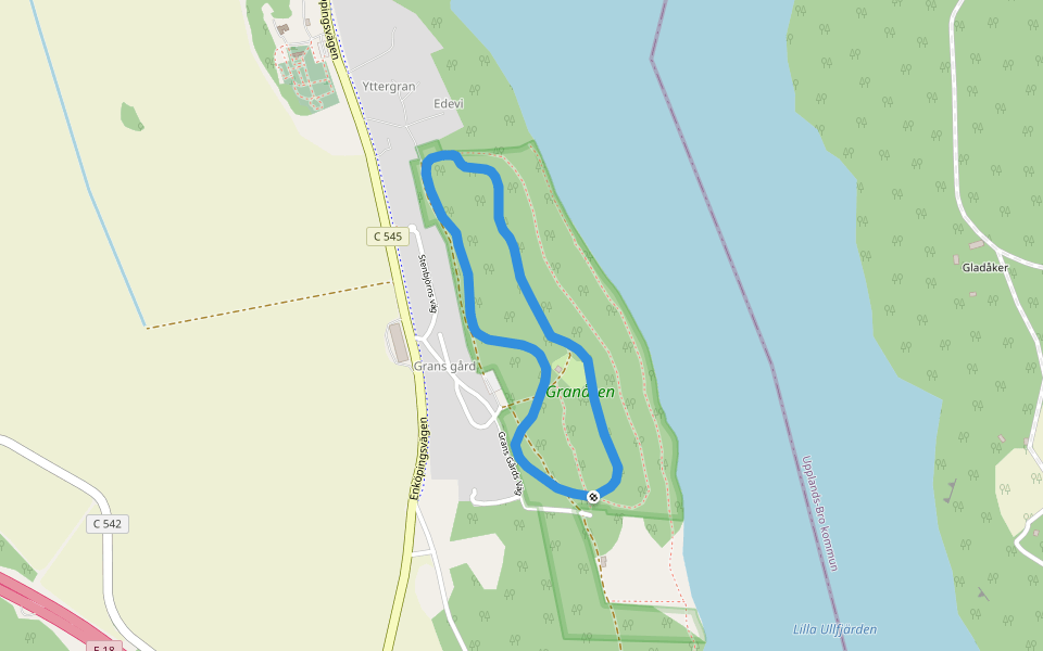 Granåsen 2km walking route map in Bålsta