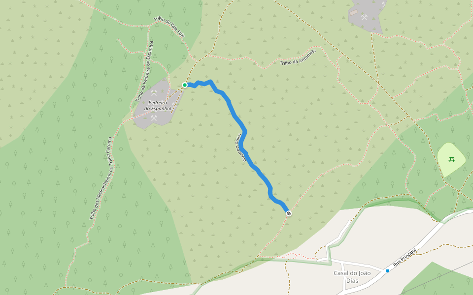 Trilho Downhill walking route map in Pedrógão