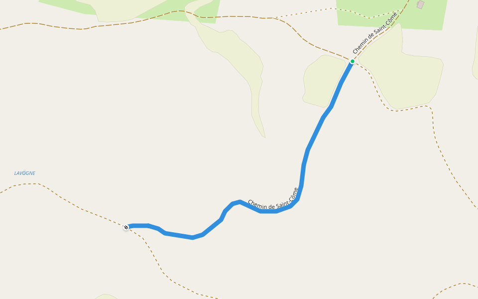 Chemin de Saint-Côme walking route map in Mas-Saint-Chély