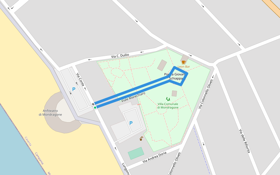 Viale Marechiaro walking route map in Mondragone