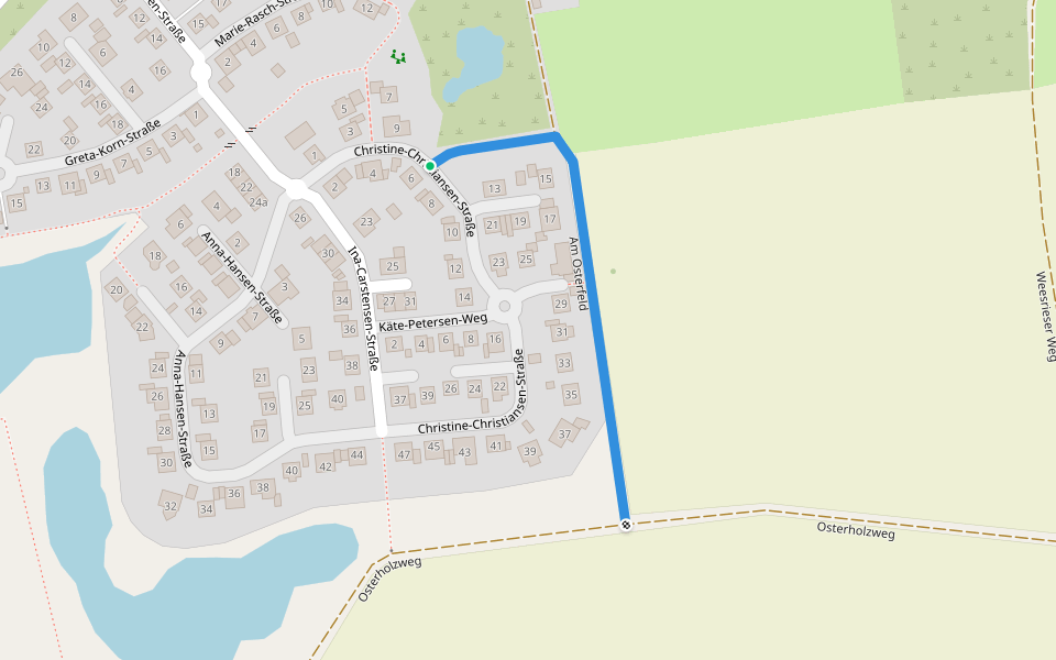 Am Osterfeld walking route map in Flensburg