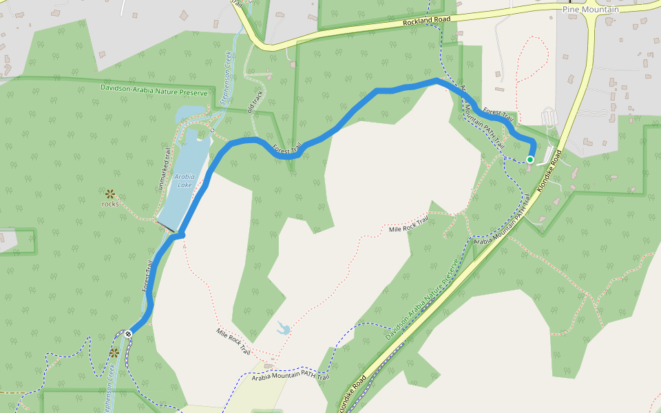 Forest Trail walking route map in Stonecrest