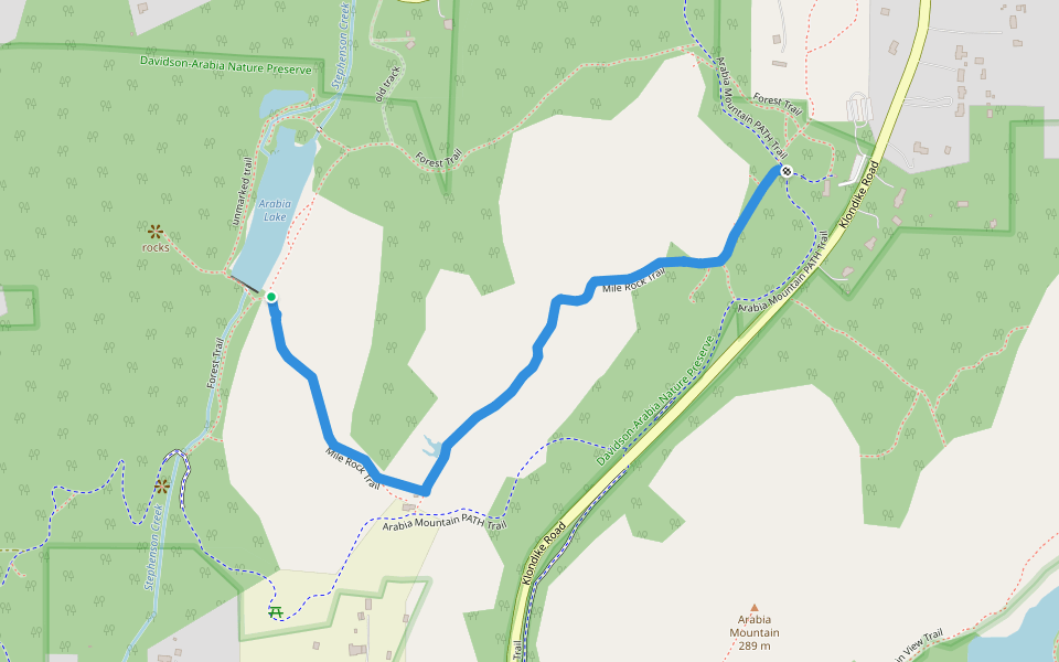Mile Rock Trail walking route map in Stonecrest