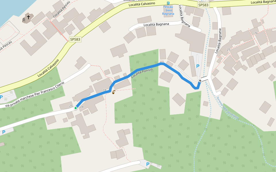 Località Ponisio walking route map in Lezzeno