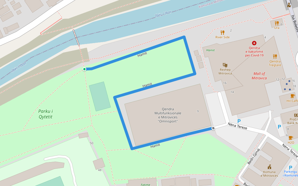 Hamit walking route map in Mitrovicë