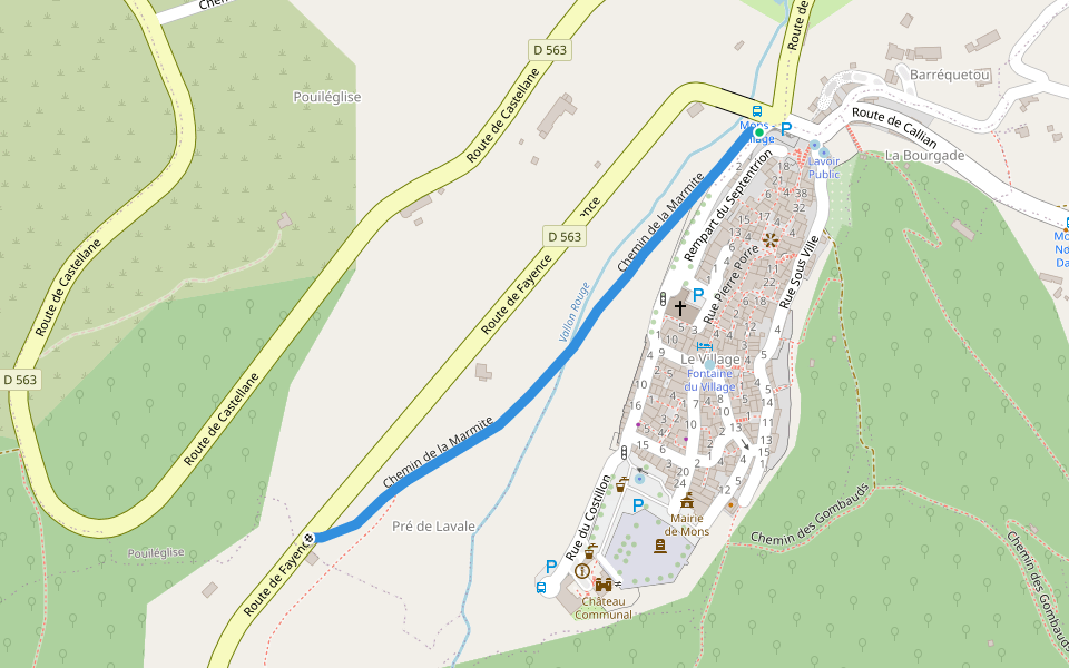 Chemin de la Marmite walking route map in Mons
