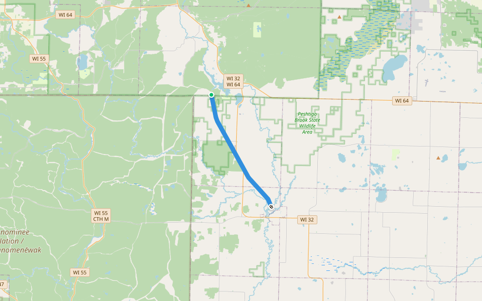 Nicolet State Trail walking route map in Suring