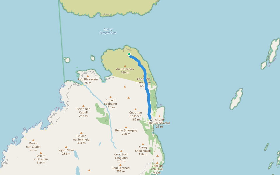 Path to Corryvreckan walking route map in Inverlussa