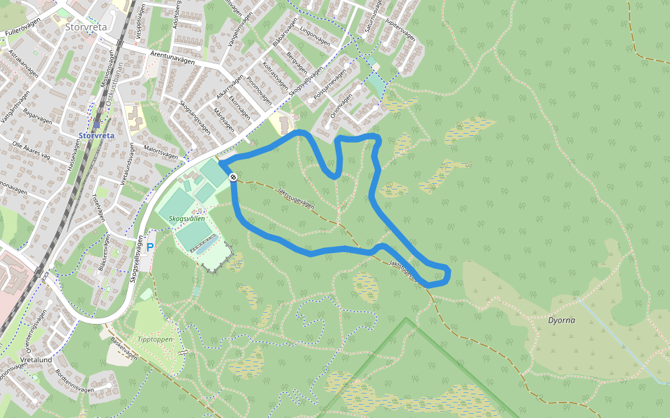 Gamla elljusspåret walking route map in Storvreta
