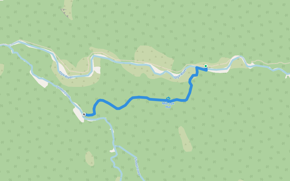 Mid Styx Track walking route map in Kokatahi