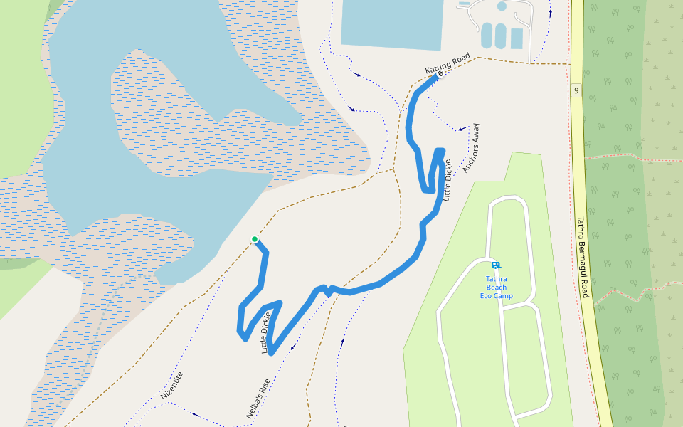 Little Dickie walking route map in Tathra