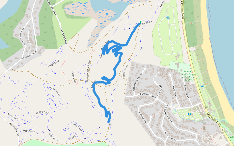 Nelba's Rise walking route map in Tathra
