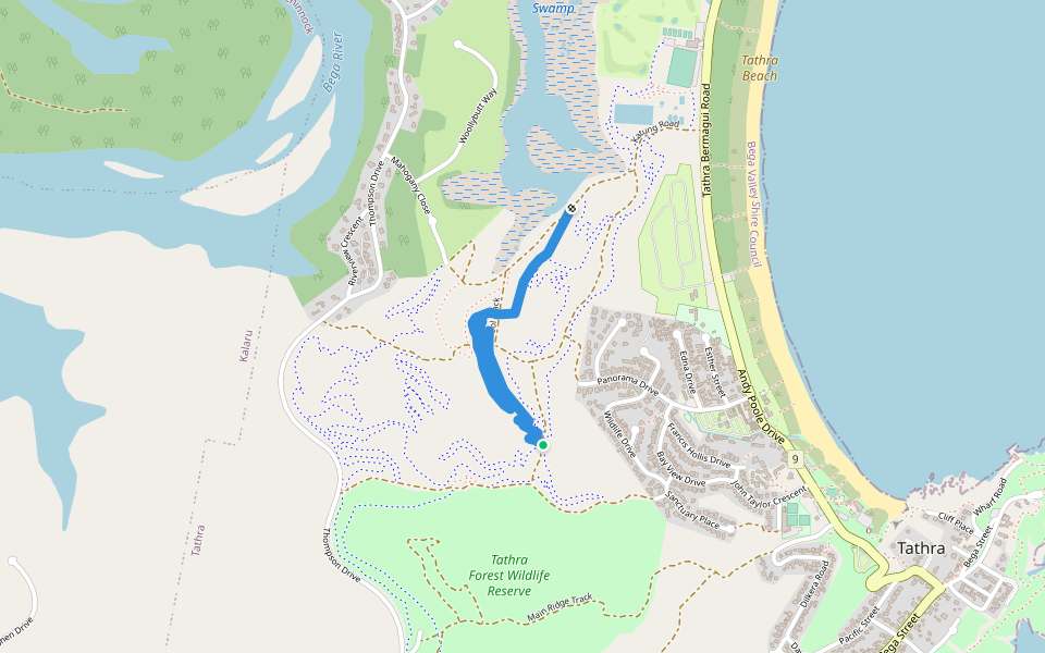 Nizentite walking route map in Tathra
