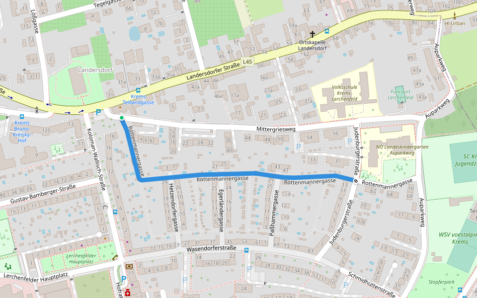 Rottenmannergasse walking route map in Krems an der Donau
