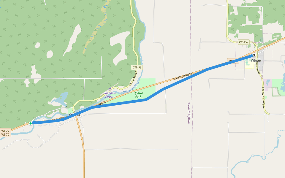 Tuscobia State Trail walking route map in Ojibwa