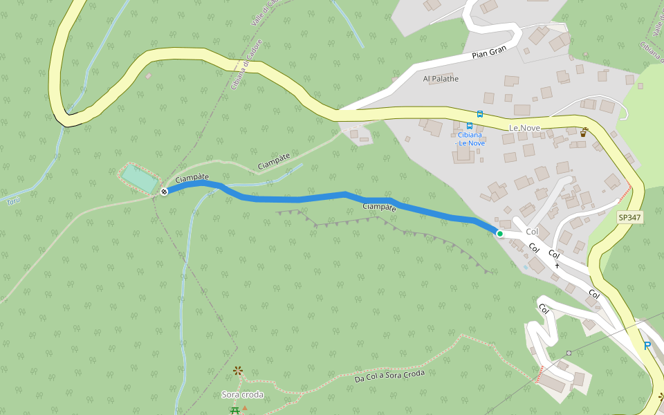 Ciampàte walking route map in Masarié