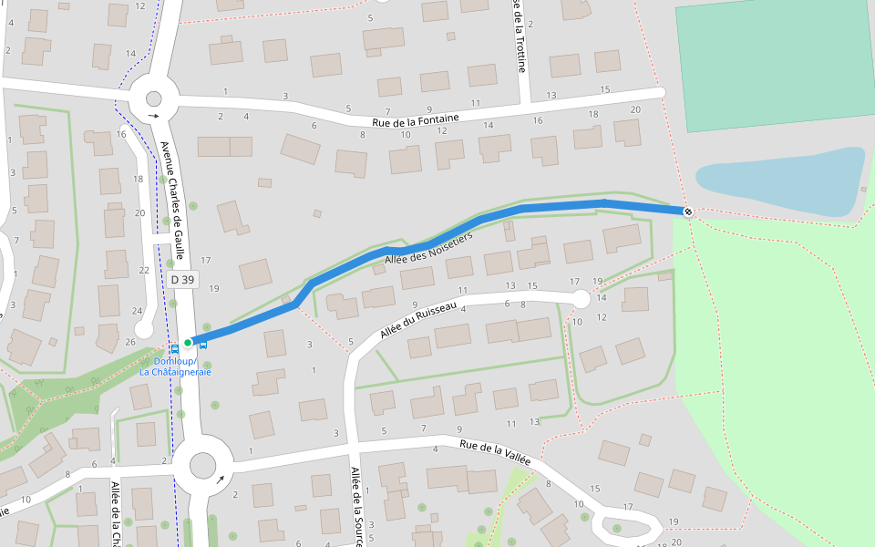 Allée des Noisetiers walking route map in Domloup
