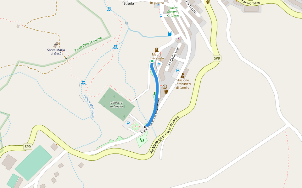 Sentiero dei Pianeti walking route map in Isnello